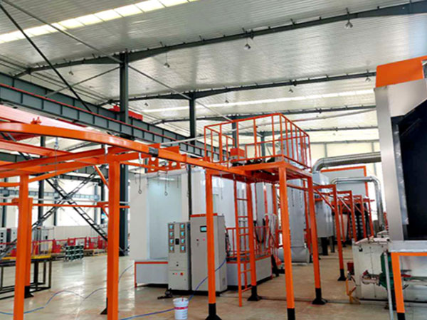 Amusement equipment spraying line