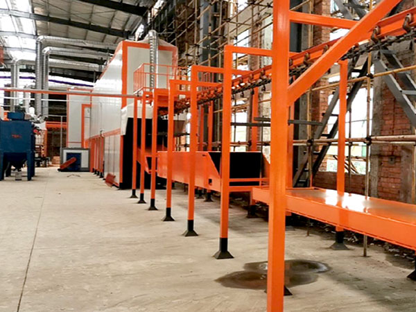 Sorting machine spraying line